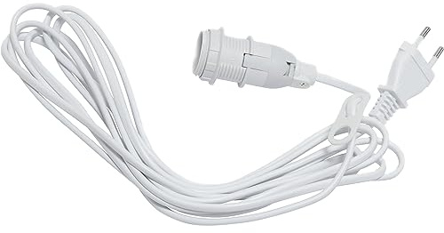 EGLO Lampenfassung für Weihnachtssterne Basic | Schnurpendel Hängelampe mit Stecker, Pendelleuchte aus Kunststoff in Weiß, Lampenaufhängung mit E14 Fassung