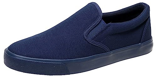 Jamron Hombre Color Sólido Slip On Zapatos de Lona Zapatillas Casual Sneakers Plimsolls Azul Marino SN0706142 EU44