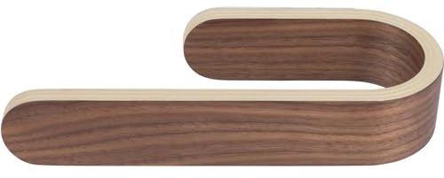 Wood Hand Towel Holder, Self Adhesive, U Shaped Rack, Walnut