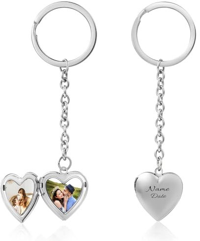 jewelora Porte-clés Photo Personnalisé Porte-clés Nom Porte-clés fleur d'anniversaire Porte-clés Couple pour Hommes Femmes Anniversaire Noël Cadeau