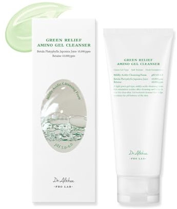 Dr.Althea Green Relief Amino Gel nettoyant – Nettoyant léger de type gel hydratant, mousse nettoyante douce, profonde, bétaïne, acide hyaluronique, nettoyant quotidien pour le visage et démaquillant