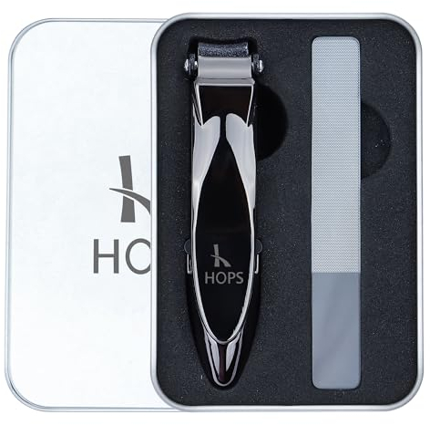 Juego de cortaúñas con lima y recipiente colector en caja de regalo – para uñas de manos y pies, grande, cortaúñas, acero inoxidable, regalos para mujeres y hombres