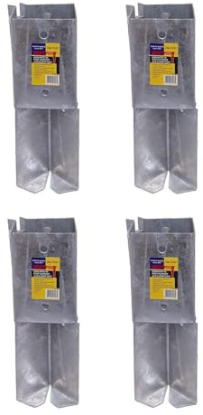 4 x Fence Post Holder 100mm posts Support Concrete In Shoe Anchor Clamp Grip Galvanised for 100mm x 100mm posts (4) Eliza Tinsley Swiftpost, Pack of 4