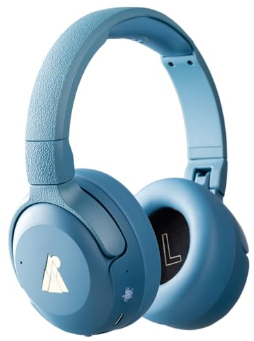 POGS Drahtloser Bluetooth Over-Ear Noise Cancelling-Kopfhörer | The Turtle | Faltbarer robuster Kopfhörer | Lautstärkebegrenzung 85 dB, Mikrofon | Kabellose Musik-Sharing-Funktion (rBlau)
