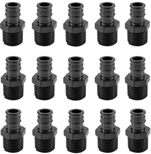 TMKOOL Pex A Expansion 1/2 Zoll x 1/2 Zoll NPT Adapter Fitting Poly PPSU für PEX-A Rohr/Schläuche, ASTM F1960 (15 Stück 1/2 Zoll x 1/2 Zoll)