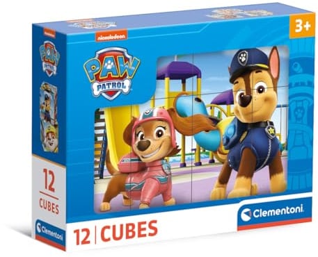 Clementoni Paw Patrol 12 Würfel Puzzle Kinder - Geschicklichkeitsspiel für Kinder ab 3 Jahren - Sensorik- & Motorikspielzeug 41194