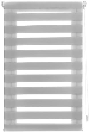 INTERBLIND | Estor Noche y Día Instalación SIN Herramientas - EasyFix Tamaño 55x150 - Estor SIN Taladro Tela 52x145 - Gris