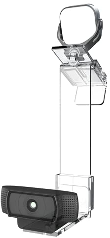 PlexiCam Road Warrior Pro V2 | Center Screen Webcam Mount | Position Any Webcam Anywhere on Laptops to 32 Screens | Tripod Gooseneck Alternative with LED Light