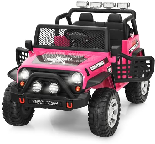 COSTWAY Elektroauto für Kinder, 12V Elektro Kinderauto mit Musik & Hupe & USB & MP3 & Radio, 3 Geschwindigkeiten, inkl. Fernbedienung, Elektro Auto für Kinder ab 3 Jahren (Rosa)