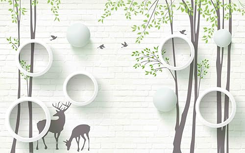 Papier Peint Panoramique Arbre Briques Beige Papier Peint Chambre Adulte Papier Peint Panoramique Enfant Papier Peint Salon Décoratif Papier Peint Intissé 350x240cm