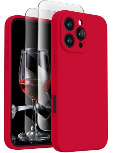 FireNova Designed for iPhone 16 Pro Case, 6.3, Deep Red | Silicone Upgraded [Camera Protection] Phone Case, with Soft Anti-Scratch Microfiber Lining Inside
