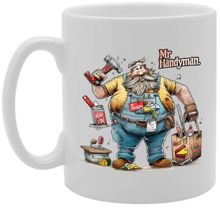 Coralgraph MG6257 Mr Handyman Souvenir Mug – Depicting a Skilled Handyman with Tools – Memory Keepsake for DIY and Repair Enthusiasts – Mr Handyman Memorabilia