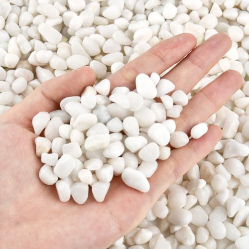 3.97lb Natural White Gravel White Decorative Stones, Natural Polished Plant Pot Stone River Rocks for Landscaping, Vase Fillers,Succulents,Aquarium and Garden Decoration,Reusable Small Stones