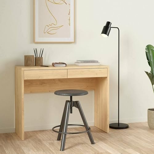 Dmora - Schreibtisch Sabra, Mehrzweckschreibtisch, Bürotisch für PC, Eckschreibtisch, 100x40 h77 cm, Eiche