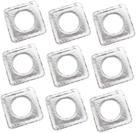 KOMBIUDA 10pièces Couvre Brûleur Aluminium Chaleur Pour Cuisinière à Gaz Protection Anti-huile Et Nettoyage Facile Accessoires De Cuisine Carrés