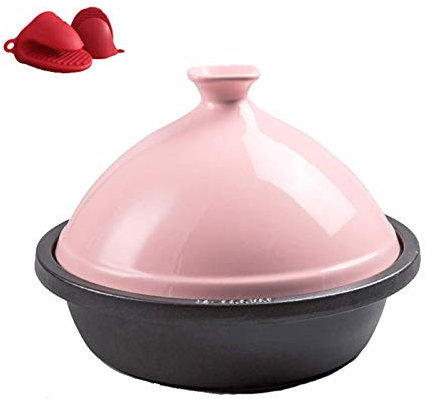 Cocottes avec couvercles Tajine de Cuisine Professionnel sans Plomb, 30 cm Tajine de Cuisine marocain (Rose)