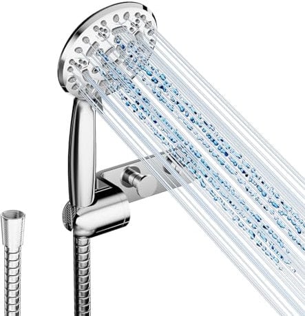 Cobbe Shower Head and Hose with Holder, High Pressure Shower Head with 8 Spray Modes, Universal Powerful Flow Showerhead, Water Saving for Low Water Pressure, Chrome
