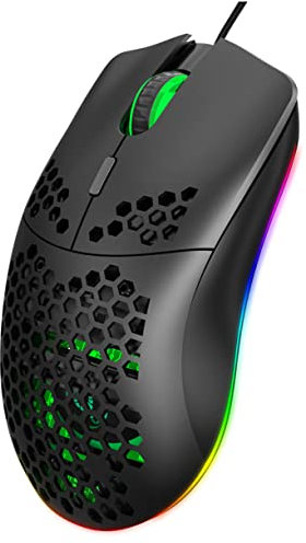 jojofuny Gaming RGB Ergonomique Programmable avec Modes De Lumière Dpi Jusqu à Design pour Pc Noir