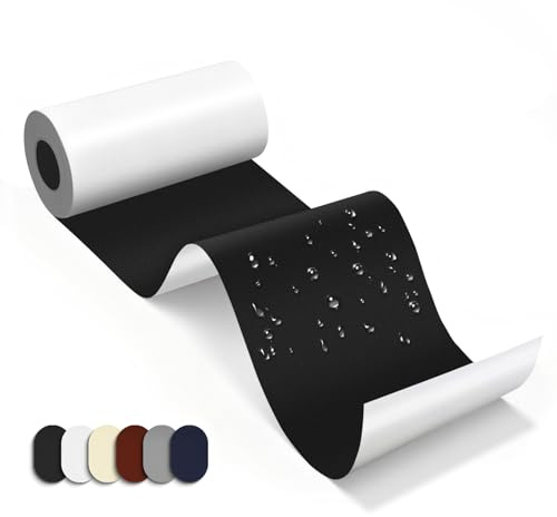 Skystuff Wasserdichte Flicken selbstklebend Stoff aus Nylon & Zelt Reparaturset,7.6x200CM Reparaturflicken für Daunenjacke, Reparaturband für Zelt, Isomatte, kälte- & hitzebeständig, Schwarz