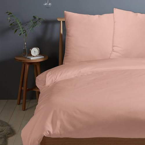 Pizuna Bettwäsche 200x220 + 80x80 Baumwolle Misty Rose 400 Fadenzahl | 3-Teilig 100% Langstaple Baumwolle Bettbezug und Kissenbezug, Mako Satin Bettwäscheset 200x220 + 80x80 Mako Satin