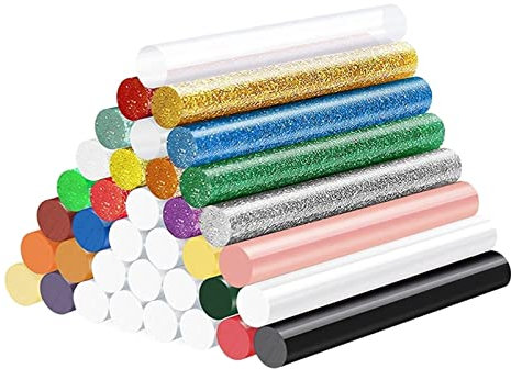 HBALDTEDC Hot Glue Sticks, 30Pcs 7mm Glitter Mini Colored Glue Heat Rod(30pcs Glitter Stick)