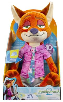 Disney Zoomania 2 – ZOTP0090 - Nick Wilde sprechende Plüschfigur (ca. 35 cm) mit über 10 Sounds & Sätzen – Kuscheltier für Kinder ab 3 Jahren
