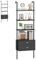 HOMASIS Scaffale a Scala con 4 Ripiani e 2 Cassetti, Libreria da Parete con Dispositivo Anti-Ribaltamento, Scaffale Aperto per Soggiorno, 60 x 30 x 184 cm (Nero)