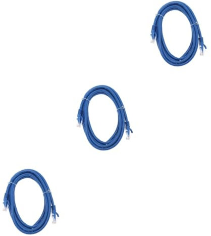 3pcs Ethernet Cable High Speed Lan Network Jumper Cord Blue Plated Connectors for Gigabit Durable Snagless Design for Routers Servers and Gaming Devices