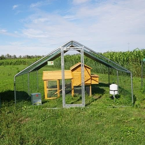 Set Hühnerstall Paduana | Zaun + Zubehör 2 x 4 m | Abdeckung 2 x 4 m