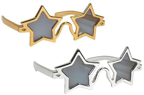 jokeshop Star Glasses Unisex Elton John Zubehör Disco 1970er 1980er Sterne geformt Neuheit Kostüm Party Brille