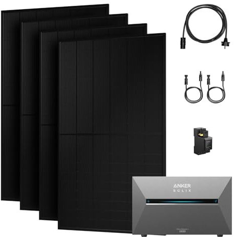 Powerness® All in One 2000W Balkonkraftwerk mit Speicher, Solix Solarbank 3 E2700 Pro 2688Wh, Smarten Zähler&Zubehör Komplettset, 4×500W Full Black Bifaziale Solarmodule, Plug&Play (0% MwSt)