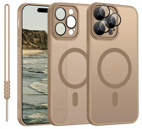 für iPhone 14 Pro Max Hülle Kompatibel mit MagSafe, Handyhülle für iPhone 14 Pro Max Magnetisch Leicht Dünn Matte Touch Kameraschutz, Rutschfest Kratzfest Schutz Stoßfest Hülle Titan Wüstensand