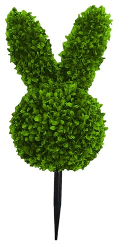 65 cm Künstlicher Buchsbaum-Hasen-Topiary Osterdeko Outdoor, 3D Kaninchenbaum mit Bodenspieß, Wetterfest, Gartenstecker Osterdekoration für Innen- und Außenbereich