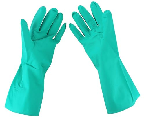 Klanata Chemikalienbeständige NBR-Handschuhe für Industriearbeiten – Nitrilkautschuk-Schutz gegen Säure, Alkali, Lösungsmittel und Öl – sandiger, rutschfester Griff – strapazierfähig, (EN15F*8)