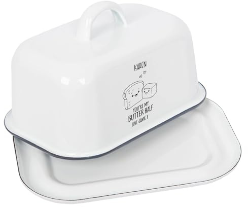Personalised Engraved Butter Dish, Enamel, Housewarming, Breakfast Gift for Him Her, Fathers Mothers Day, Stocking Filler Dippy Egg Spread