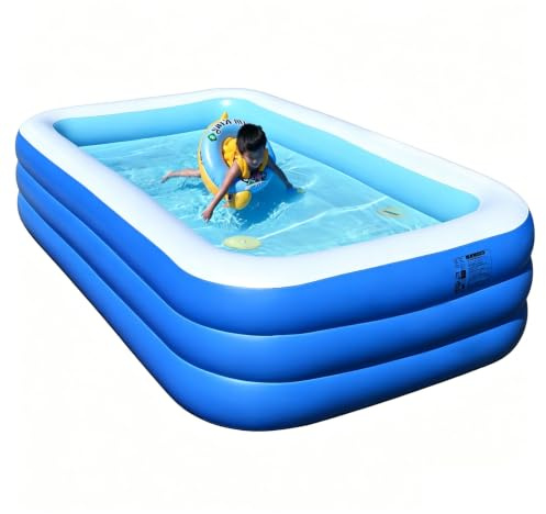 Easnuroz Piscines Gonflables Piscine Ronde Pliable De 90 À 160 Cm Piscine Hors-Sol Familiale pour Jardin Extérieur(210 * 150 * 60cm)