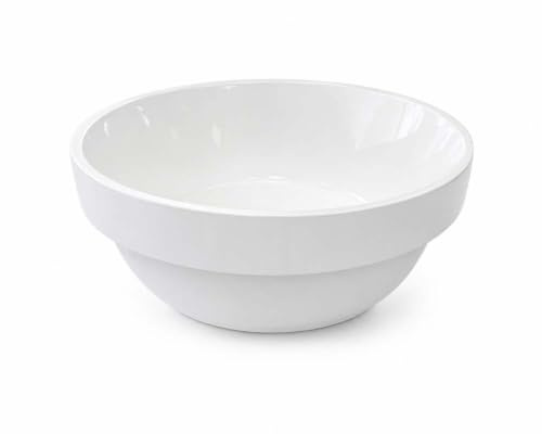 BAIKAL Lavabo sobre Encimera de Resina | Redondo | Blanco Brillo | 37 x 37 x 14 cm | Sin orificio para grifo | Envío con Embalaje Reforzado