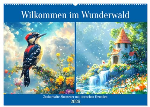 Willkommen im Wunderwald. Zauberhafte Abenteuer mit tierischen Freunden (Wandkalender 2026 DIN A2 quer), CALVENDO Monatskalender: Entdecke die Geheimnisse des verträumten Waldes (CALVENDO Tiere)