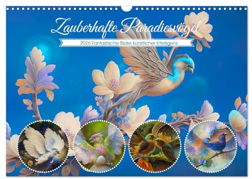 Zauberhafte Paradiesvögel (Wandkalender 2026 DIN A3 quer), CALVENDO Monatskalender: Schöne Paradiesvögel - KI-generiert (CALVENDO Tiere)
