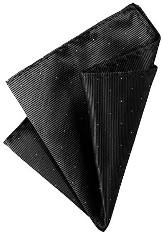 DonDon Herren Hanky 25 x 25 cm edles Einstecktuch für feierliche und besondere Anlässe schwarz mit silbernen Punkten