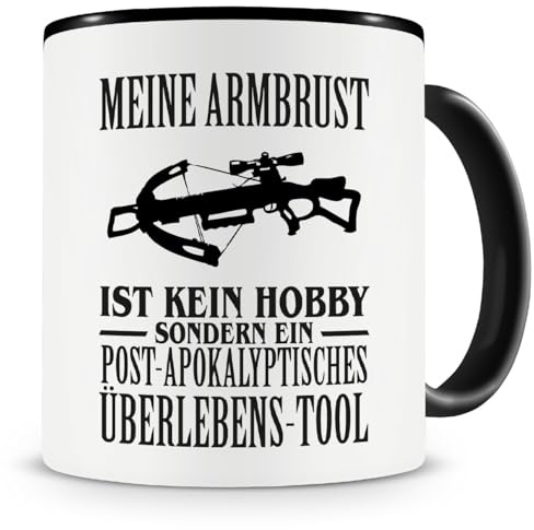 Samunshi® Meine Armbrust ist kein Hobby Tasse Kaffeetasse Teetasse Kaffeepott Kaffeebecher Becher 300ml schwarz