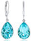925 Ohrringe Blau Silber Kristalle Tropfen Aquamarin Silber-Ohrhänger NOBEL SCHMUCK