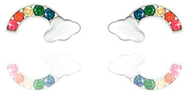 URBAN SHe° Emoji Regenbogen Wolken 925 Silber Ohrringe Ohrstecker Damen Mädchen Geschenkbox Kristall Ich liebe dich
