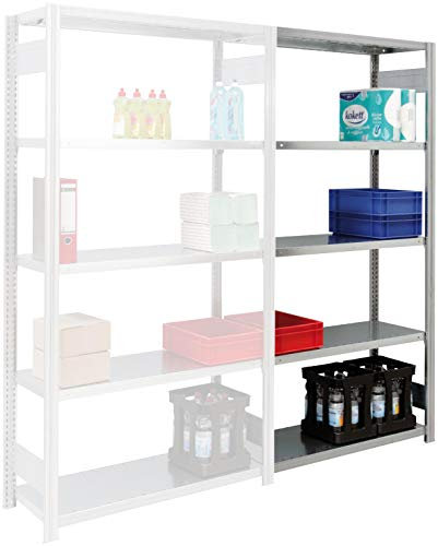 Regalwerk BERT Lagerregal LR 250|7 Anbaufeld 3000 x 1285 x 800 mm - mit Längenriegel - Fachlast 250 kg - 7 Fachböden