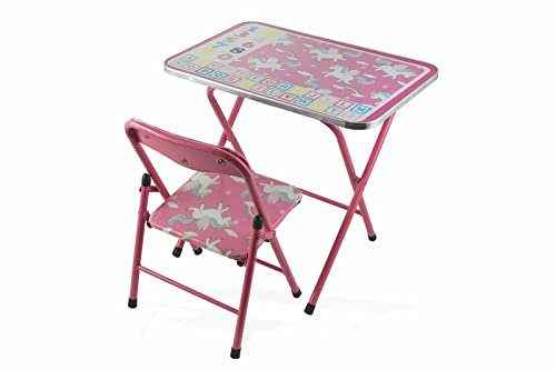 Galileo Casa 2195884 Tisch-Set, Tisch und Stuhl 60 x 40 x 50 cm, Einhorn, Violett