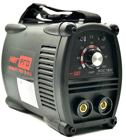 HER PRO QUALITY PRO TOOLS | Mini Soldador Inverter Profesional ROC 160amp al 60% | Funciones Hot Start, Arc Force y Anti Stick | Máquina de Soldar Ligera y Portatil | Válido para Generador