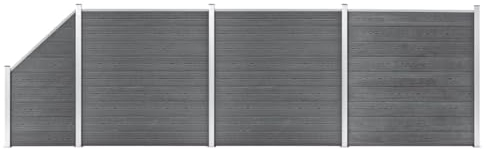 vidaXL WPC Zaun Set 3 Quadrate 1 Schräge Sichtschutzzaun Lamellenzaun Gartenzaun Windschutz Sichtschutz Zaun Steckzaun Systemzaun Garten 619x186cm Grau
