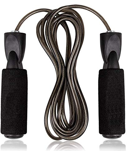 Universalseil -Springseil, Jump Rope Speed-Jumping-Stahldraht, Double Unders MMA Boxen Skipping Workout Fitness-Training Einstellbare Länge (Color : Black)