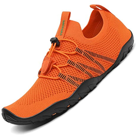 SAGUARO Chaussures Aquatiques Homme Femme Chaussons de Plage Respirant Chaussures d'eau Léger Chaussures de Yoga Natation Plongée Surf Piscine, Orange, 46 EU