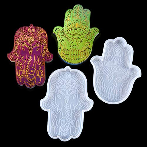 FineInno 2 Pcs Moule Resine Epoxy Main de Fatma, Moule Silicone Runes,Hamsa Coulée Moules,Bijoux, Pendentif Onament Bricolage Artisanat DIY